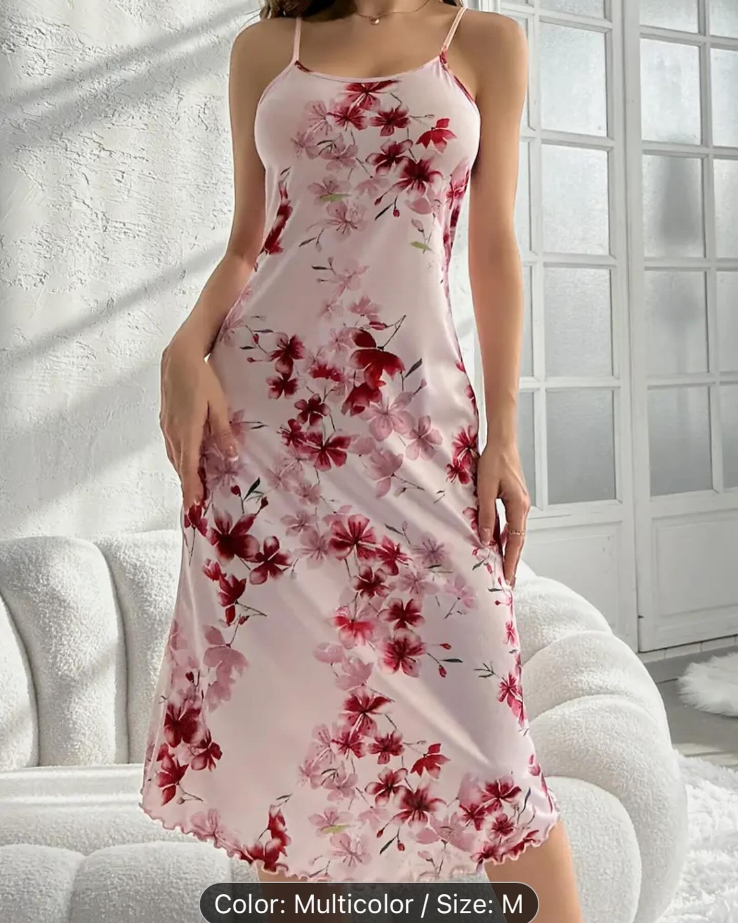 women’s floral print elegant frill trim sleepwear dress women’s floral print elegant frill trim sleepwear dress
