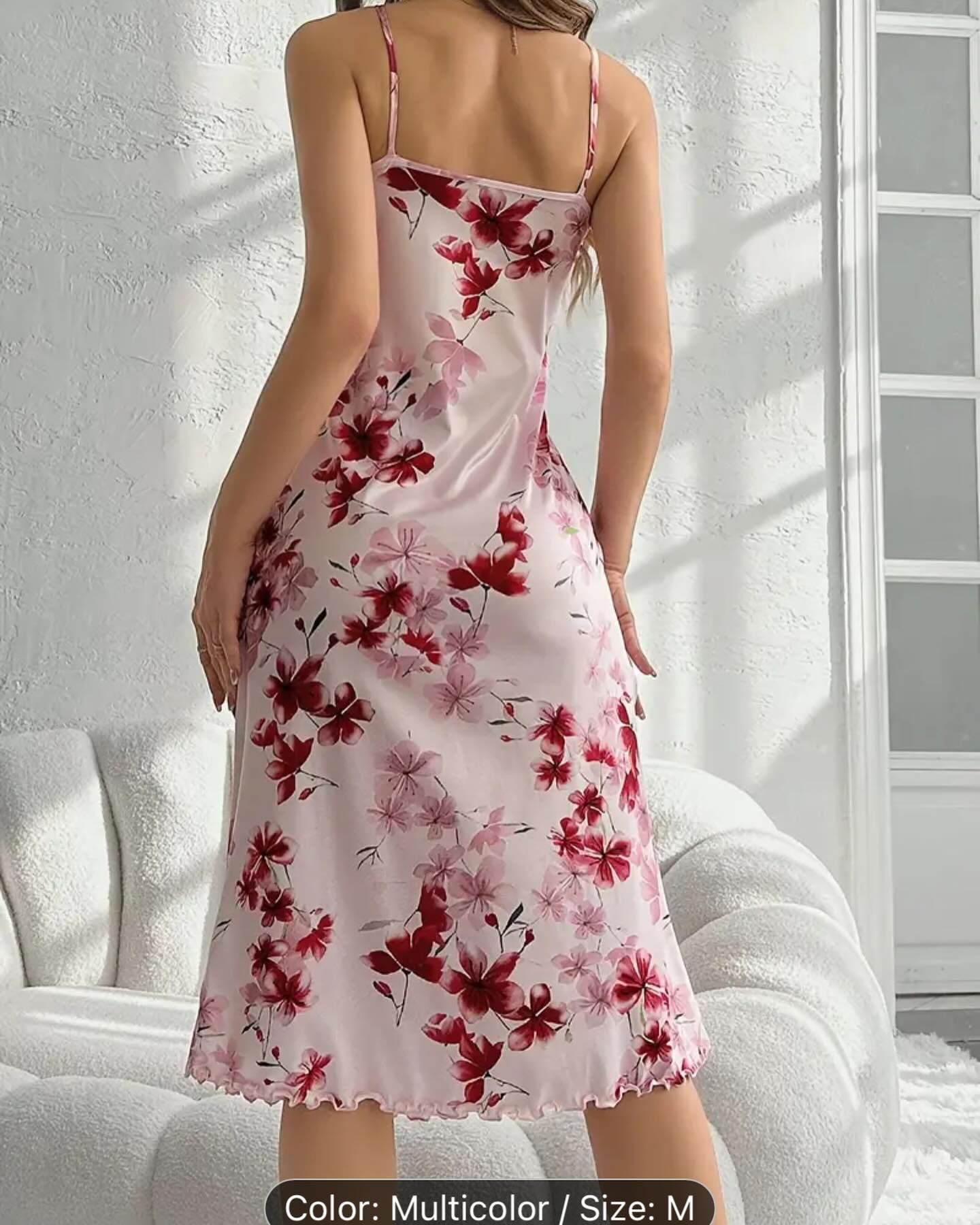 women’s floral print elegant frill trim sleepwear dress women’s floral print elegant frill trim sleepwear dress